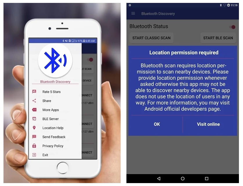 bluetooth an app