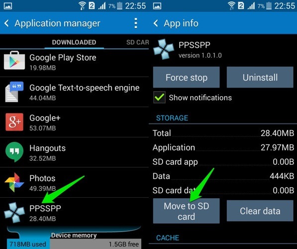 move downloads to sd card android