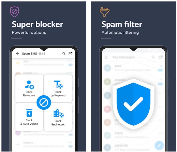 Block Text, SMS, Spam Blocker - Key Messages