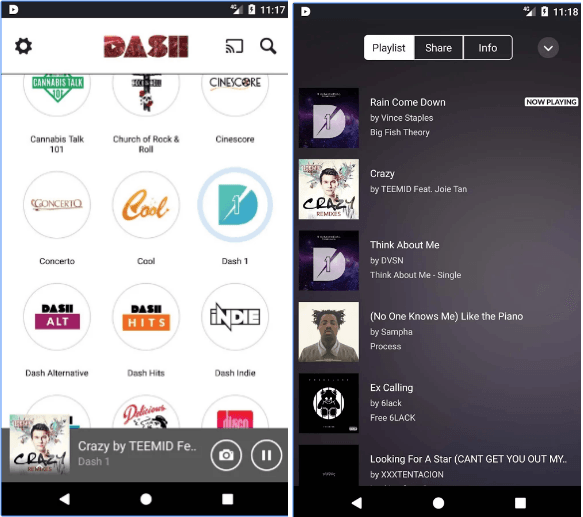 Dash Radio app