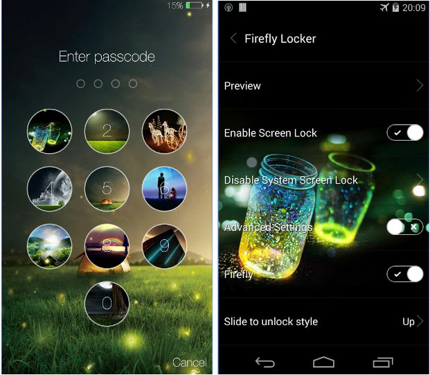 Fireflies lock screen app