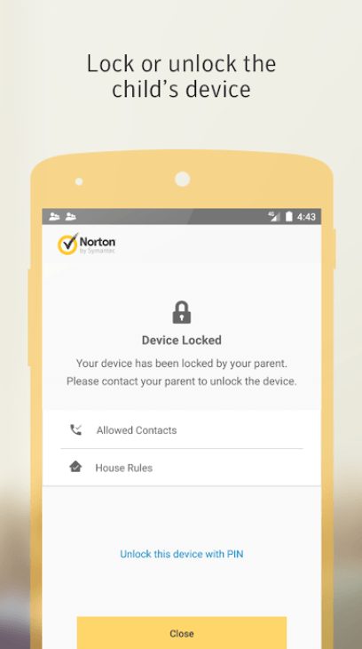 Norton Family parental control app