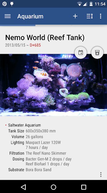 Aquarium Note app