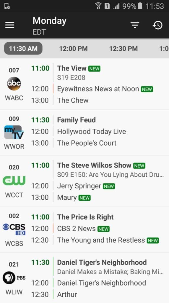 cable tv schedule for today