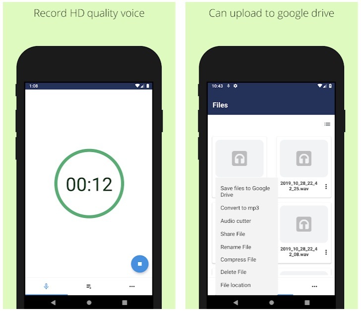 Background voice recorder app