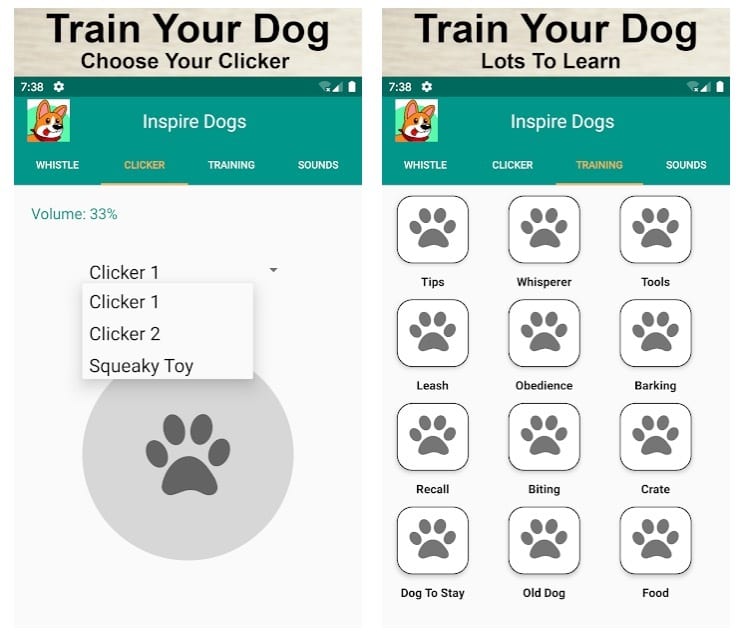 Dog Training, Whistle, Clicker and Sounds