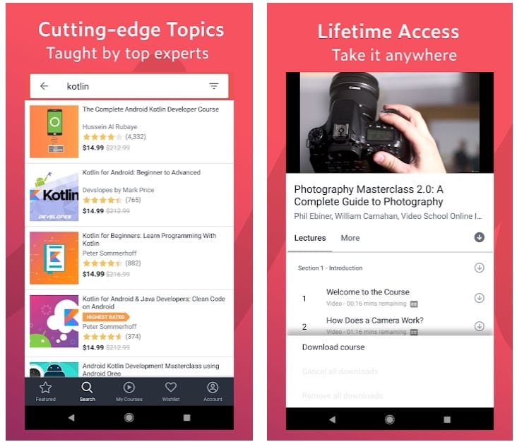 Udemy app