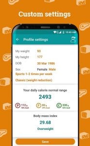 Calorie counter screen 2