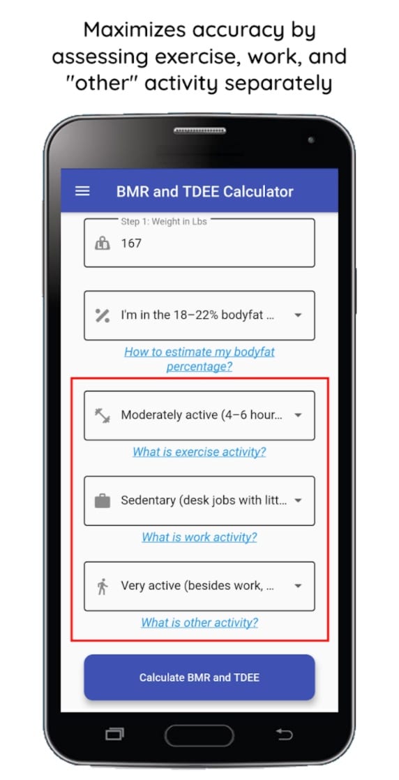 AccuBMR - BMR, TDEE & Calorie Calculator app