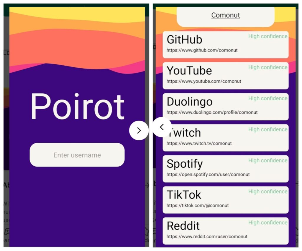 Poirot - Username search